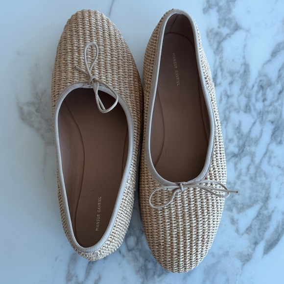 Mansur Gavriel Beige Woven Loafers - Picture 2 of 6
